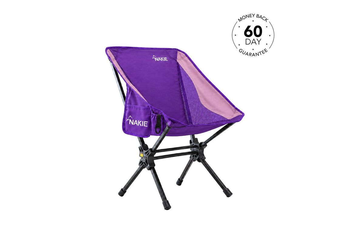 Mulberry Purple Nakie camping chair with 60 day money back guarantee
