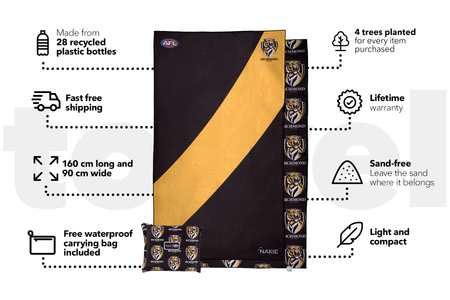 Richmond Tigers - AFL Recycled Sand Free Beach Towel
