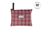 Burgundy recycled sand-free beach towel with Ringers Western logo pattern and black handles. preview #4