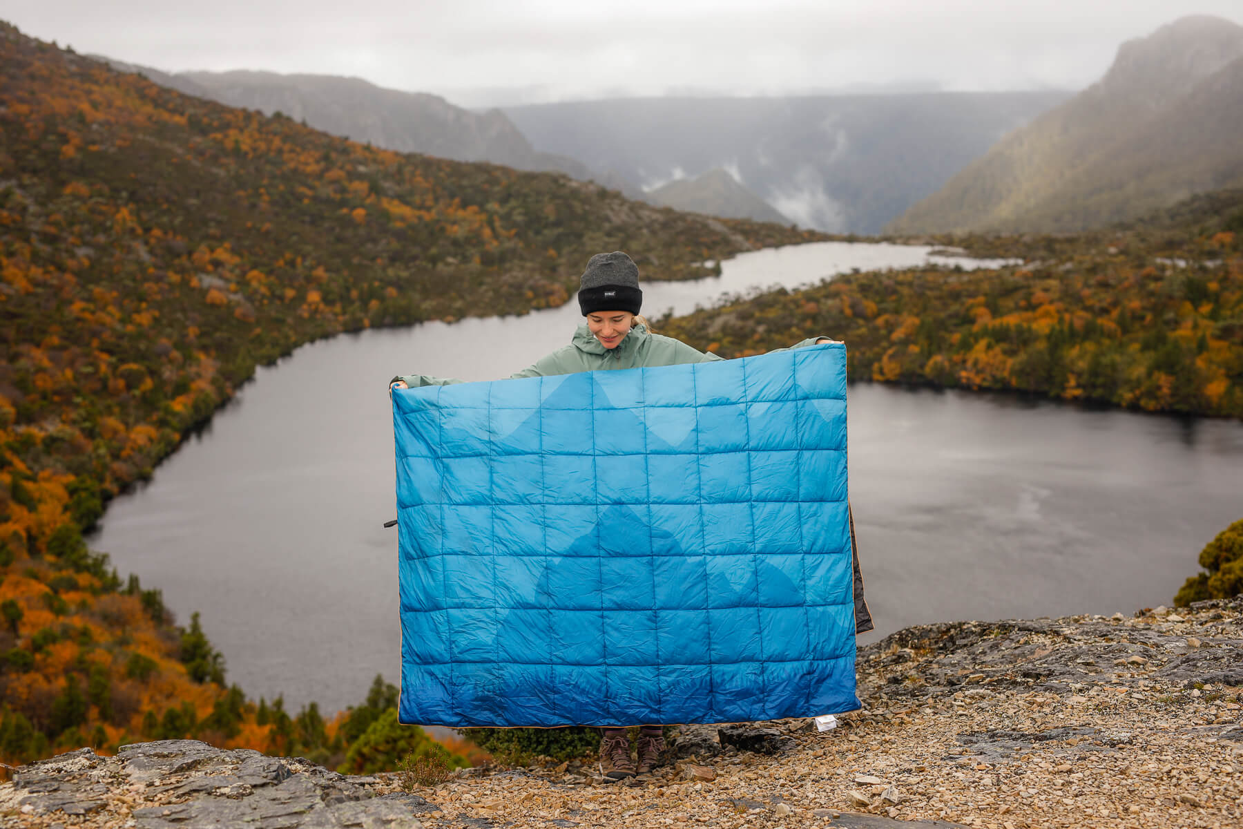 Mountain Blue Sustainable Down - Puffy Blanket
